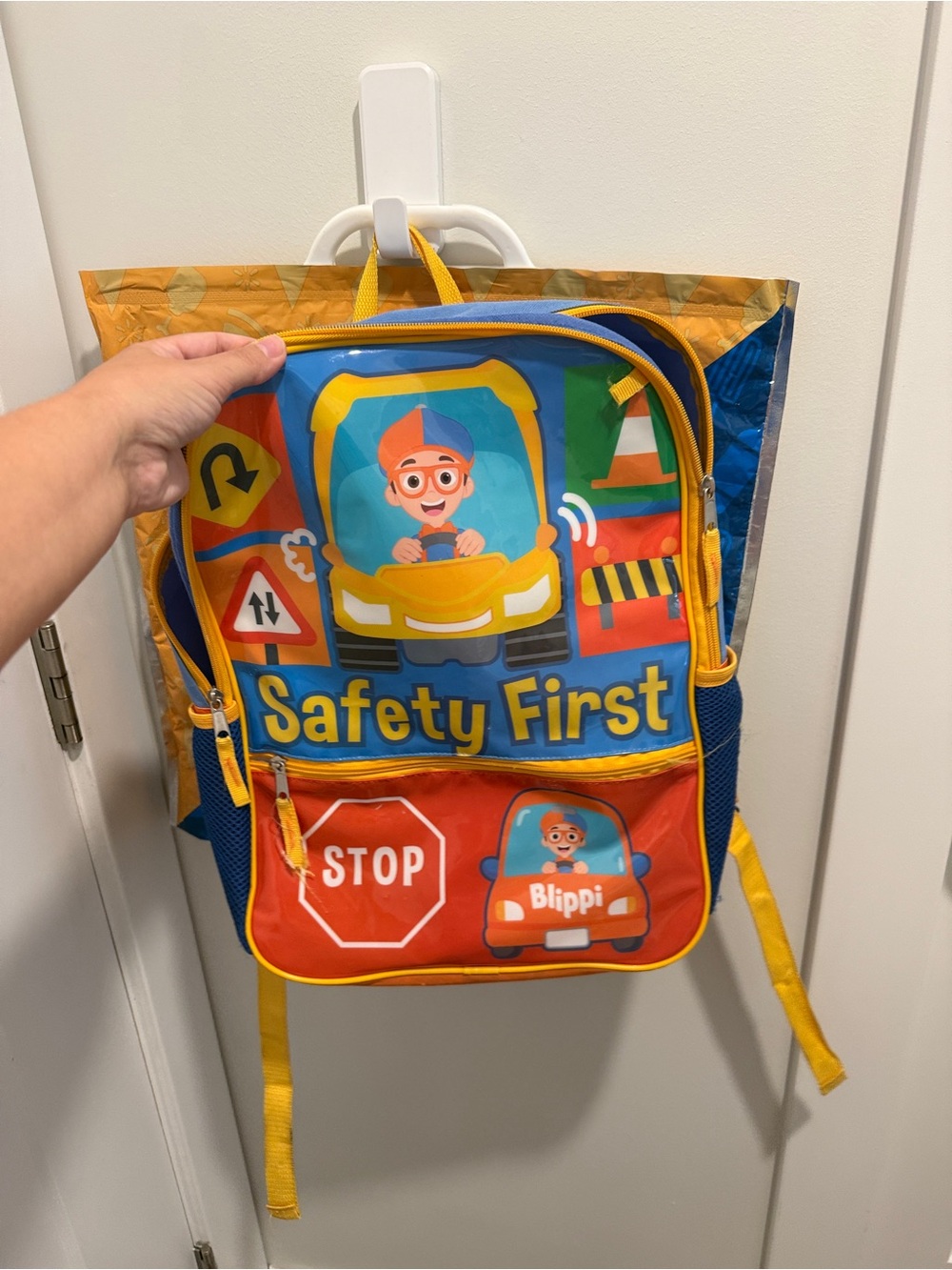 Blippi Safety First Kids Backpack - Yellow Blue Red